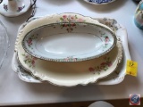 (4) Assorted Platters, Three Ceramic and One Glass w/ Angel Decor. Largest Platter Brand is