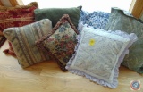 Collection of (7) Throw Pillows, One is Tommy Hilfiger