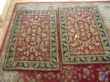 (2) Kingsley House Dense Wool Maroon Area Rugs 3 x 4.5'' Made in India