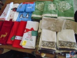Selection of Embroidered Holiday Hand Towels and Dish Towels