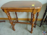 Vintage Wood Inlay 32 x 19 x 30 in. Spindle Leg Side Table