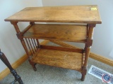 Vintage Wood 28 x 13 x 30 in. Spindle Side Table w/ Two Lower Shelves