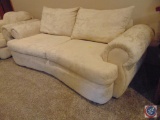 Large Two-Seater White Upholstered Sofa