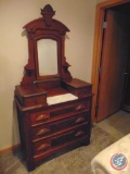 Gentleman's Dresser in the East Lake Fashion, Walnut w/ Carved Hand Pulls. Three Drawers w/ Original