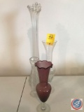 (4) Vases, Three are Cut Glass