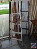 (3) Decorative 'Country Chic' Wood Ladders, Colored Red, White and Blue