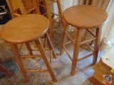 {{2x$Bid}} (2) Wooden Stools 24'' High - Sold 2x the Money
