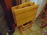 (3) Wooden TV Trays w/ Stand