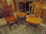{{3x$Bid}} (3) Wooden Spindle-Back Chairs, Various. Sold 3x the Money
