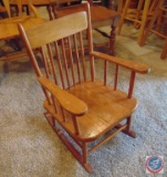 Child's Vintage Wood Rocker, 18 x 14.5 x 27h