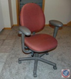 Burnt Orange and Gray Upholstered Rolling Office Chair w/ Arms