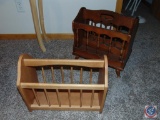 (2) Wood Magazine Racks, Measuring 15x12x16 and 17x9x13 in.
