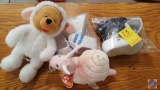Ty Beanie Baby 'Swirly the Snail', Walt Disney Lamb, and Assorted Doll Shoes