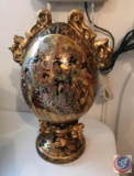 Cloisonne Decorative Oriental Egg on a Stand and a Painted Egg