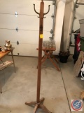 Wooden Coat Tree, White Washed Mahogany