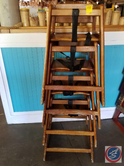 {{4X$BID}} (4) Wooden Restaurant High Chairs
