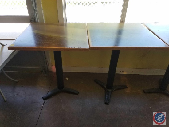 {{2X$BID}} (2) Square Bar Height Tables with Maptech Image Printed On 34" x 34" x 41"