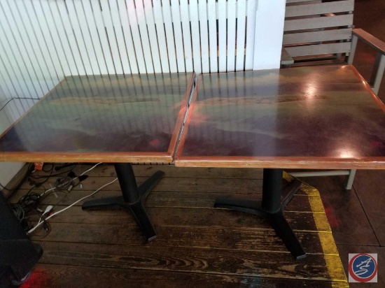 {{2X$BID}} (2) 4 Top Tables with Maptech Image Printed On 34" x 34" x 29"