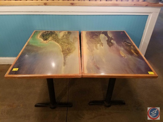 {{2X$BID}} (2) 4 Top Tables with Maptech Image Printed On 30" x 46" x 49"