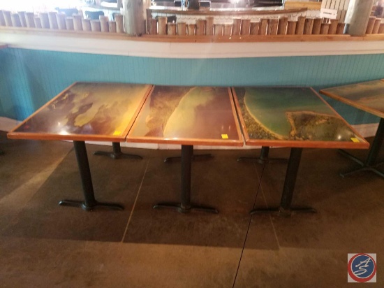 {{3X$BID}} (3) 4 Top Tables with Maptech Image Printed On 46" x 30" x 29"