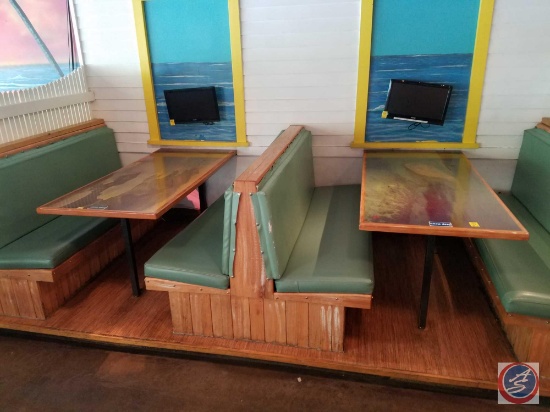 {{2X$BID}} (2) Wall Mounted Tables with Maptech Image Printed On 66" x 30" {{BOOTH SEATING IS SOLD