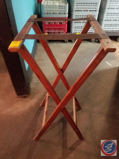 {{3X$BID}} (3) Wooden Waiter Tray Stand
