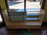 Wood and Glass Display Case with Two Glass Adjustable Shelves and Sliding Doors Measuring 70
