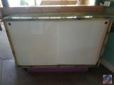 Wooden Storage Case with Sliding Doors and Glass Overlay 60