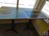 {{2X$BID}} (2) Square Bar Height Tables with Maptech Image Printed On 34
