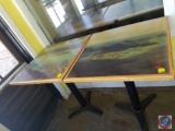 {{2X$BID}} (2) Square Bar Height Tables with Maptech Image Printed On 34