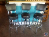 {{3X$BID}} (3) Swiveling Backed Bar Stools 42