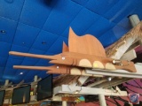 (2) Large Wood Fish {{LIGHT FIXTURE IS PART OF LOT 223. IF YOU PURCHASE THE FISH YOU MAY NOT REMOVE
