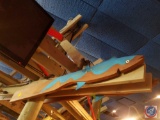 (2) Large Wood Fish {{LIGHT FIXTURE IS PART OF LOT 223. IF YOU PURCHASE THE FISH YOU MAY NOT REMOVE