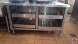 Stainless Steel Prep Table Surface with 4 Stainless Steel Slide Out Draining Drawers for Bar Glass