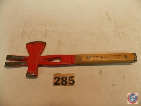 Crate Opening tool marked '#99 Tomahawk' by Bridgeport Mfg Co. Handle is marked "L.L. Bean Inc'