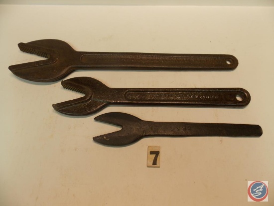 (3) Alligator Wrenches including Roebling #3 - Whitman and Barnes #2.5 - Hand Forged stamped 'LB and