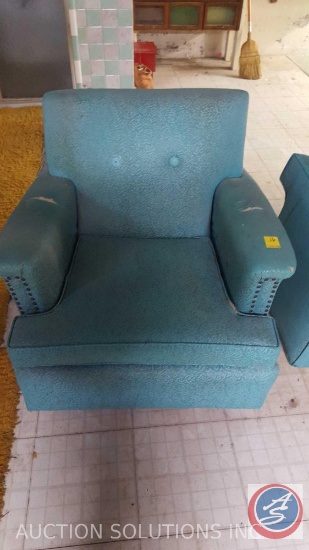 Vintage Chair with Nail Head Accents, (2) Wooden Chairs, Wooden Side Table