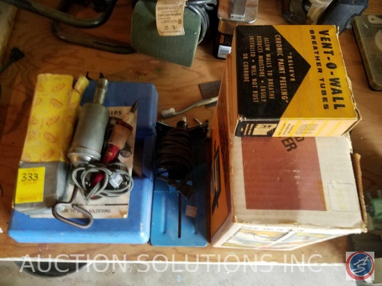 Sears Electric Hand Held Airless Sprayer in Original Box, Vent-O-Wall Breather Tubes, Grease Gun