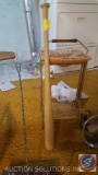 Vintage Ashtray on Stand, Baseball Bat, Vintage Metal Dustpan, Vintage Fly Swatter, Chick Lamp