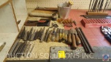 Assorted Chisels, Bits, Socket Wrenches, Allen Wrenches, Plastic Bristle Smoother