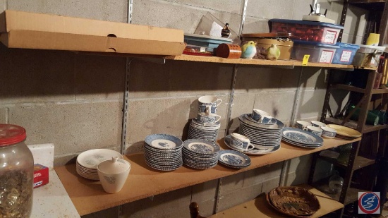 Currier and Ives China {{NOT COMPLETE SET, SEVERAL PIECES HAVE CHIPS/CRACKS}}, Valentine Hearts,