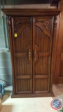Lighted Enclosed Bar with Mirror, Wine Holder, Slide Out Bar Top 34