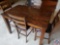 Counter Height Dining Table with Hidden Leaf, (4) Counter Height Wooden and Leather Stools