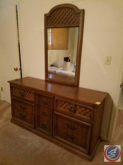 {{3XBID}} Dixie Nine Drawer Dresser with Mirror 60" x 19" x 31"; Dixie Five Drawer Dresser 36" x 18