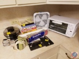 Sunbeam Toaster Oven, Living Accents Mini Box Fan, Cook Books, (2) Emaril Burger Presses, Mix Master