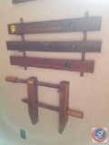 Antique Stanley No. 95 Level, Antique Levels on Hanging Wall Mount, Antique Wooden Clamp (3)R. Eliss