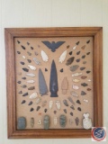 Framed Antique Arrowhead Display