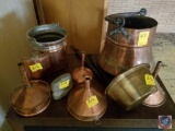 Set of (3) Copper Water Ladles, Copper Flask, Copper Bucket/Handle, Copper Handcrafted Funnels