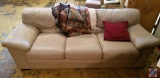 Leather Couch with Throw Blankets All One Piece, Very Heavy Located in Basement with One Entrance