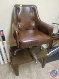 Leather Rolling Kitchen Chair, Coffee Table 29 1/2
